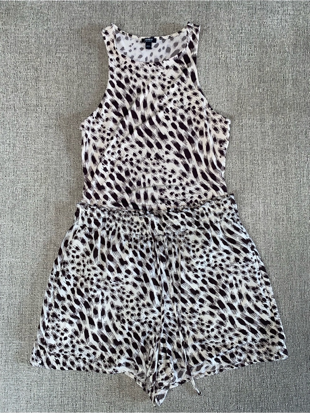 Express Cream and Black Spotted Tank Romper